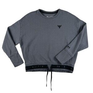 Under Armour Sweatshirt Womens Small Gray Project Rock Fleece Cropped Pullover
